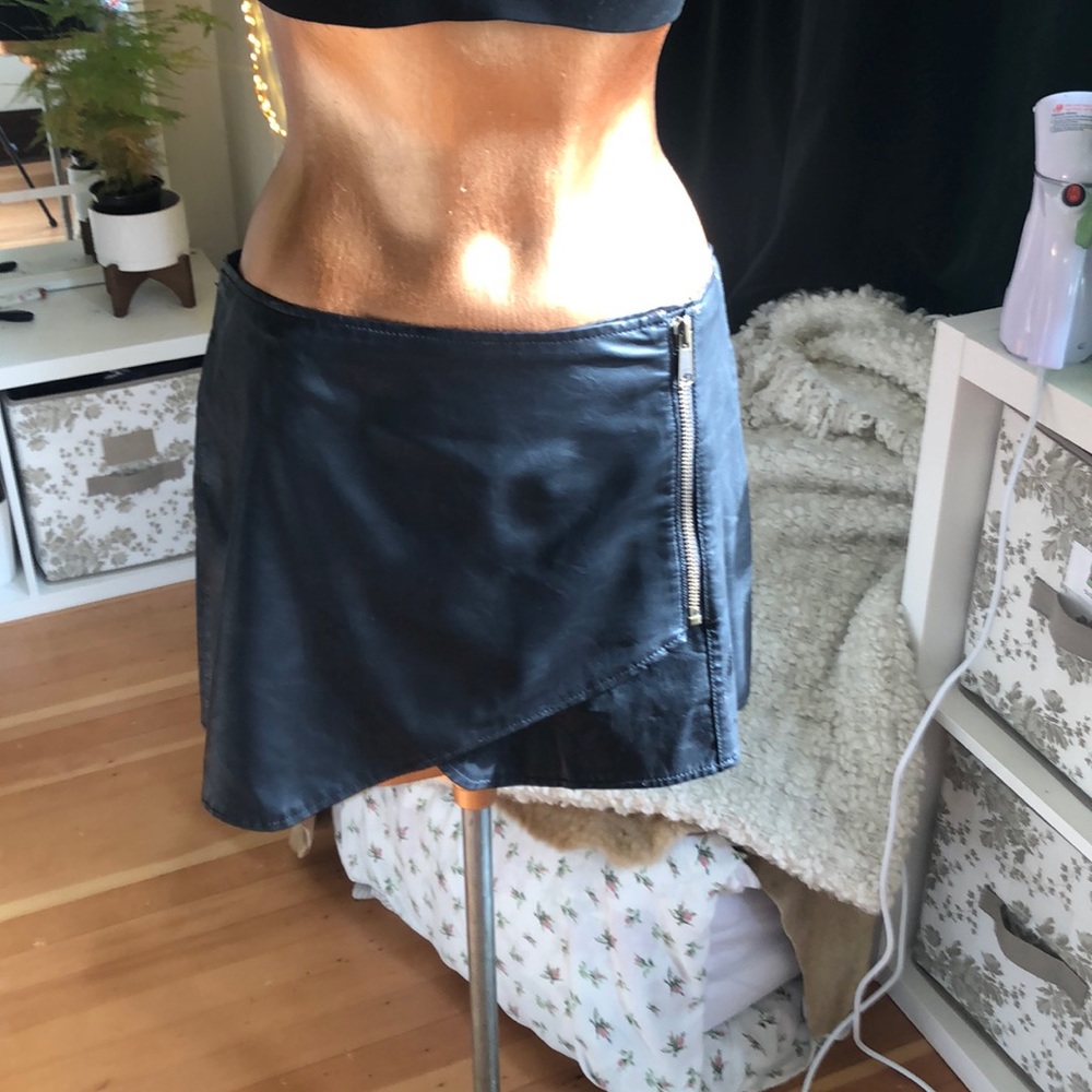Free People Faux Leather Black mini skirt